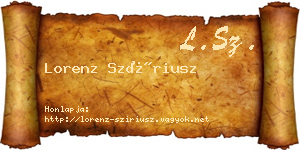 Lorenz Szíriusz névjegykártya